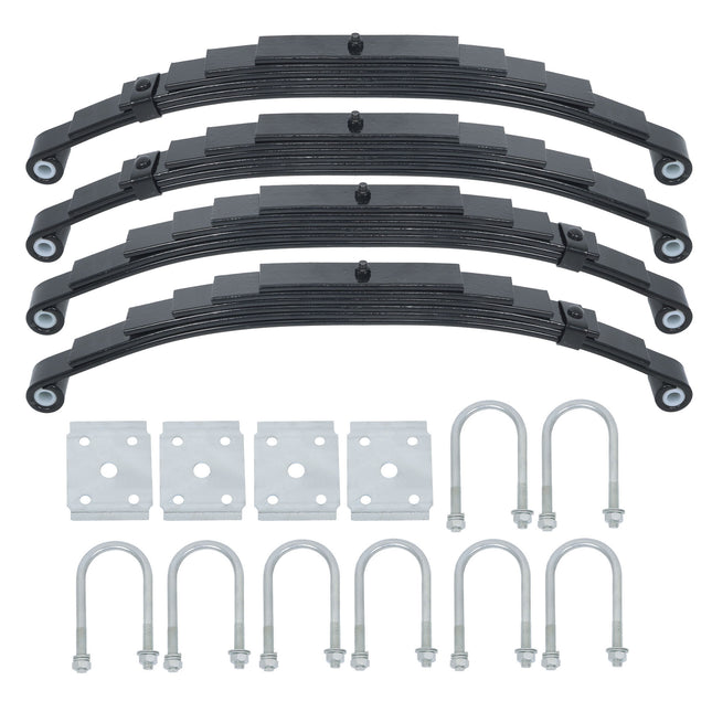 Findmall 4-Spring 6-Leaf Double-Eye Trailer Suspension Kit, 3,500 lb per Spring with U-Bolts