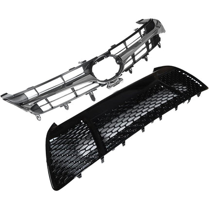 Findmall Front Upper and Lower Grille Set for 2015-2017 Toyota Camry SE XSE, Black