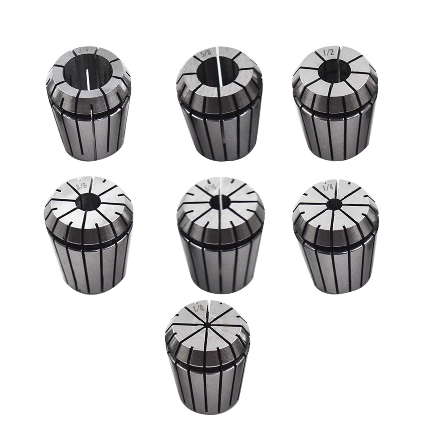 New 7pcs ER32 Collet Common Size 1/8 1/4 5/16 3/8 1/2 5/8 3/4