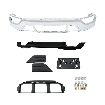 Findmall Front Bumper Lower Face Bar Chrome and Black with License Plate Bracket for F-150 2021-2023 ML3417F77 Without Sensor Holes