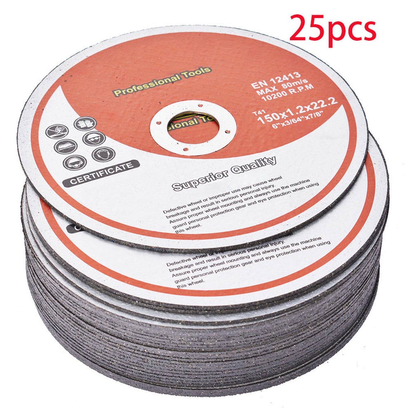 25 Pack 6"x.045"x7/8" Cut-Off Wheel - Metal & Stainless Steel Cutting Discs