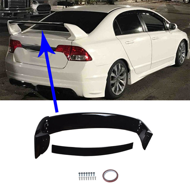 Findmall Glossy Black Trunk Spoiler Wing Replacement for 2006-2011 Honda Civic Sedan MU