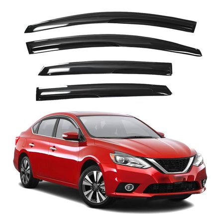 Findmall Window Visors Rain Guard Wind Vent Shade Deflector Replacement for 2013-2019 Nissan Sentra Sedan 4-Piece Set Black