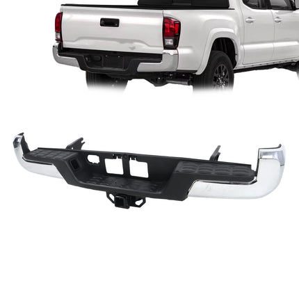 Findmall Chrome Rear Step Bumper for 2016-2023 Toyota Tacoma, TO1103129