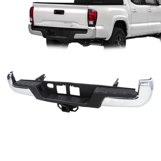 Findmall Chrome Rear Step Bumper for 2016-2023 Toyota Tacoma, TO1103129