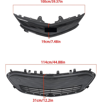 Findmall 2-Piece Glossy Black Front Upper and Lower Grille Molding Trim Set Replacement for Bolt EV 2017-2021 42576622 42729655
