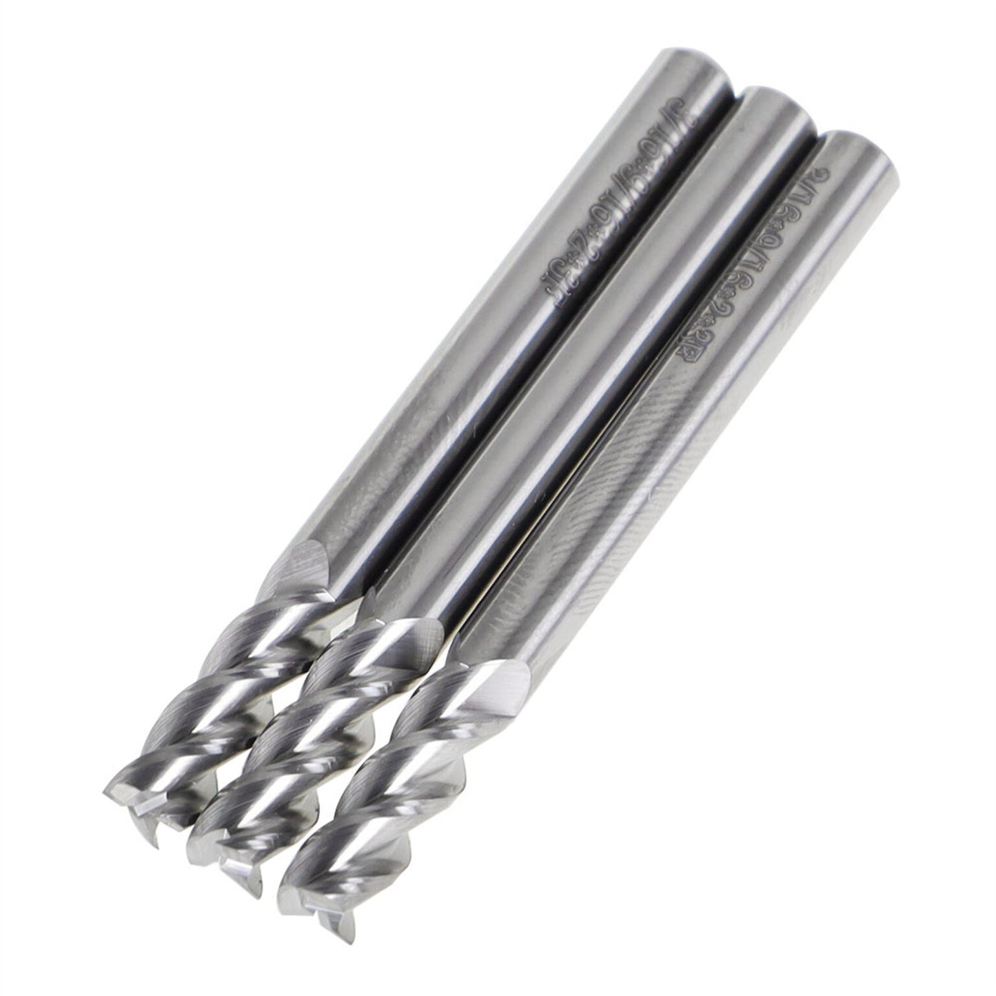 findmall 3Pcs 3/16 Inch Helix Carbide End Mill 3 Flute 9/16 Inch Length of Cut Fit for Aluminum Cut Non-Ferrous Metal Upcut CNC Spiral Router Bit