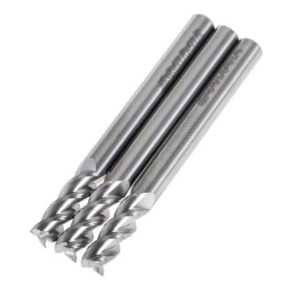 findmall 3Pcs 3/16 Inch Helix Carbide End Mill 3 Flute 9/16 Inch Length of Cut Fit for Aluminum Cut Non-Ferrous Metal Upcut CNC Spiral Router Bit