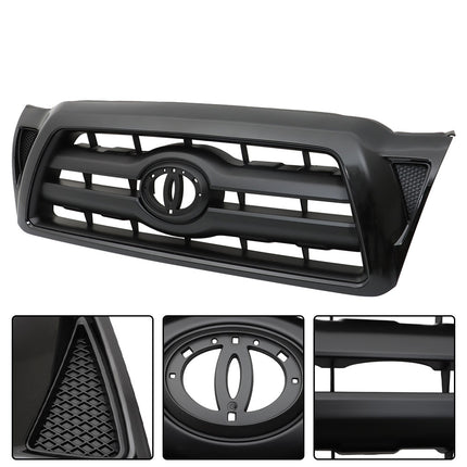 Findmall Front Upper Grille for 2005-2011 Toyota Tacoma, Gloss Black