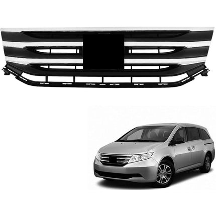Findmall Front Grille for 2011-2013 Honda Odyssey, Black with Chrome Trim