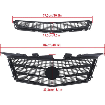 Findmall 2-Piece Black Front Upper and Lower Grille Set Replacement for CTS