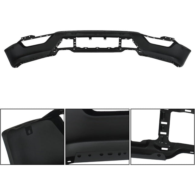 Findmall Black Front Bumper Face Bar Kit without Parking Sensor Holes Replacement for 2021-2023 Ford F150, with Lower Grille Trim Panels and License Plate Bracket