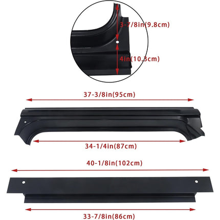Findmall 4-Piece Inner and Outer Rocker Panel Set for 1967-1972 Chevrolet C10, Black