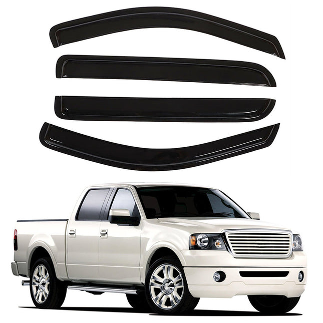 Findmall Side Window Visor Vent Sun Rain Guard Deflector Replacement for 2005-2008 F-150 Crew Cab Pickup 4-Door