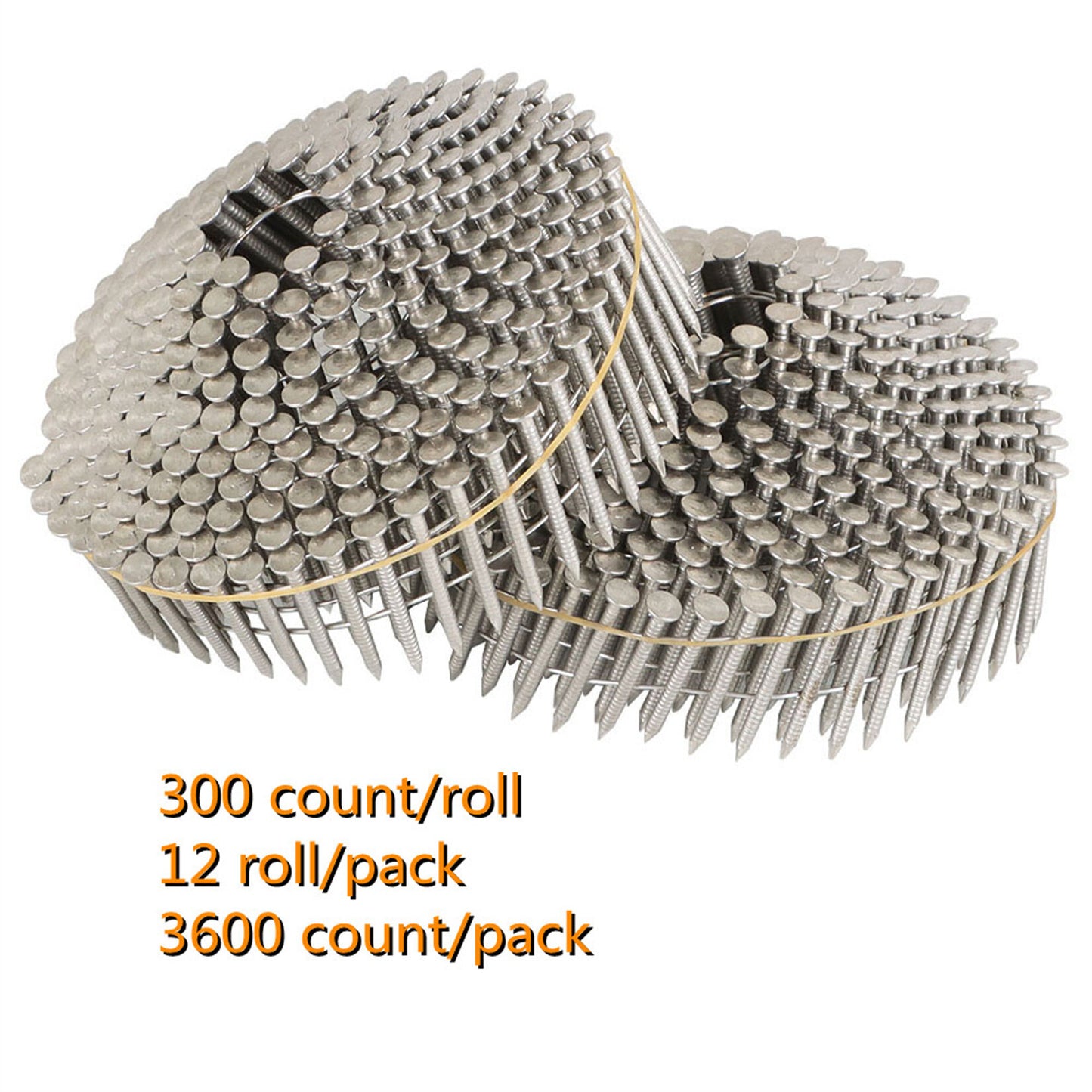 findmall 3600 Count 1-1/4-Inch x .090-Inch Ring Shank 304 Stainless Steel Siding Nails 15-Degree Collated Wire Coil Siding Nails