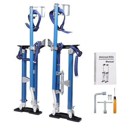 findmall 24-40 Inch Drywall Stilts Grade Adjustable Aluminum Tool Stilt for Painting or Cleaning - Light Blue