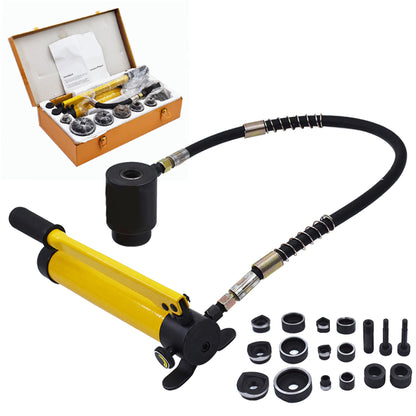 New 10 Ton 1/2" to 2" Hydraulic Knockout Punch Driver Tool Kit Electrical Conduit Hole Cutter Set KO Tool Kit with 6 Dies Knockout Punches for installing repairing wire pipeline signal lamp machinery