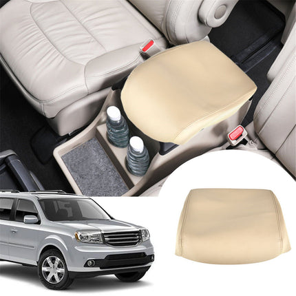 Findmall Beige Leather Armrest Center Console Lid Cover Skin Replacement for 2009-2015 Honda Pilot