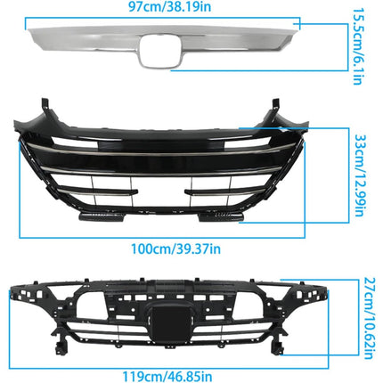 Findmall Front Grille Assembly for 2021-2022 Honda Accord, Gloss Black