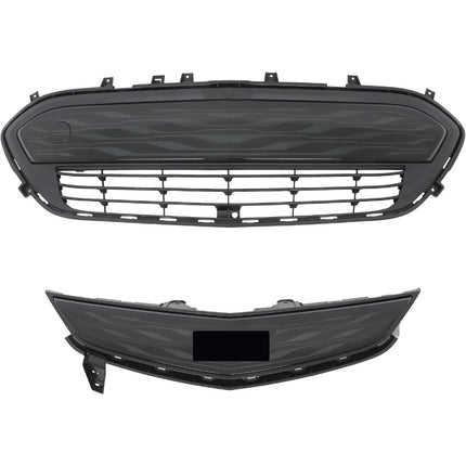 Findmall 2-Piece Glossy Black Front Upper and Lower Grille Molding Trim Set Replacement for Bolt EV 2017-2021 42576622 42729655