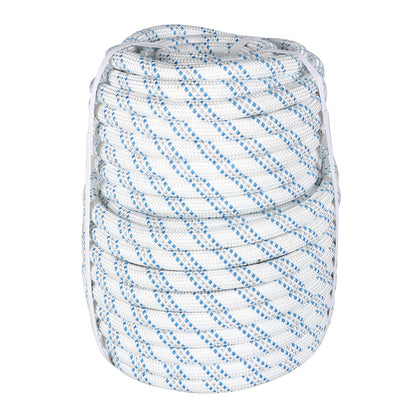 findmall 3/4 In Braid Polyester Rope Bull Rigging High Force Polyester Rope 150 FT White Grey Blue