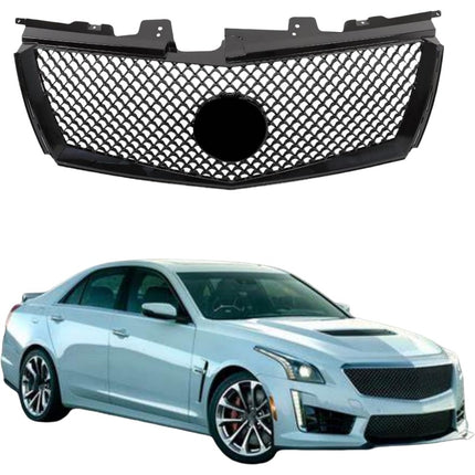 Findmall Glossy Black Mesh Front Bumper Grille Replacement for CTS 2008-2013
