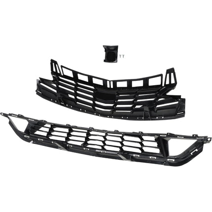 Findmall 2-Piece Black Front Upper and Lower Bumper Grille Set Replacement for Camaro LT and LS 2019-2024 84047465 84112283