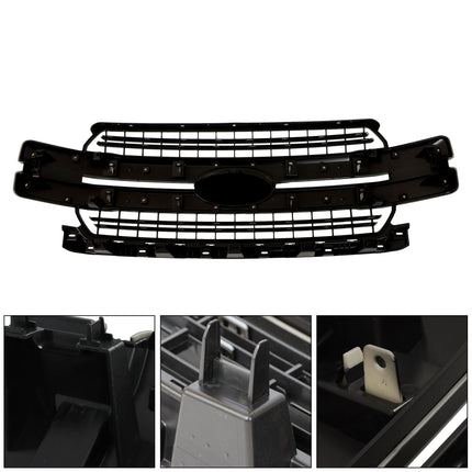 Findmall Front Grille Upper Glossy Black Plastic Replacement for F150 Lariat 2018-2020 JL3Z8200GA FO1200654C