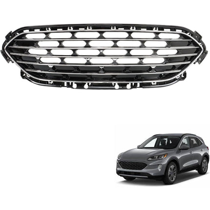 Findmall Front Center Grille for 2020-2022 Ford Escape, Black with Chrome Trim