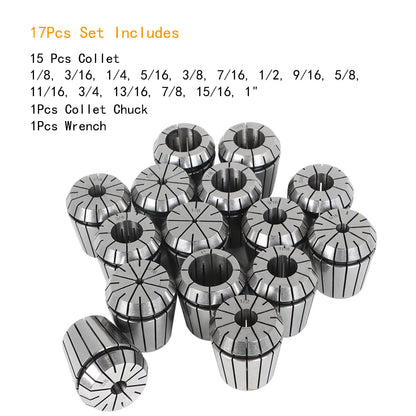 findmall 17Pcs MT3 Shank ER40 Chuck Spring Collet Chuck Set with Collets 1/8 Inch-1 Inch Set and Box Fit for CNC Engraving Machine and Milling Lathe Tool