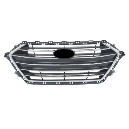 Findmall Front Upper Grille for 2017-2018 Hyundai Elantra Sedan, Black with Chrome Trim