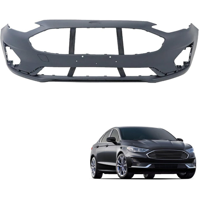 Findmall Primed Front Bumper Cover with License Plate Holes Replacement for 2019-2020 Ford Fusion