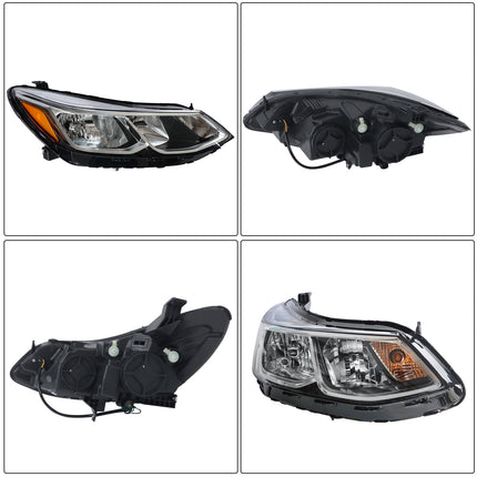 Findmall Passenger Side Headlights Assembly Halogen w/o DRL Replacement for Cruze 2016-2019 Housing Chrome Lamp RH 1PC