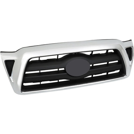 Findmall Front Upper Grille for 2005-2011 Toyota Tacoma, Chrome Frame with Black Insert