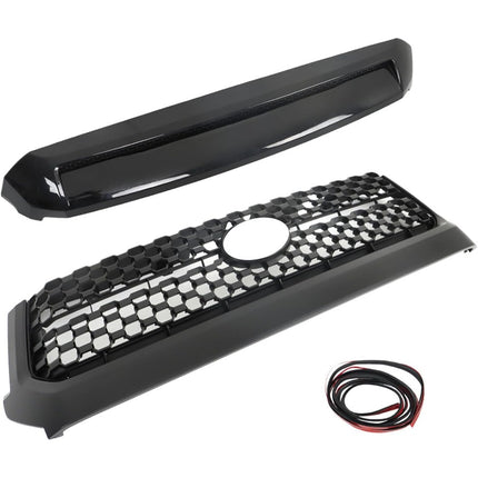 Findmall Front Upper Grille with Hood Bulge Molding for 2014-2020 Toyota Tundra, Matte Black
