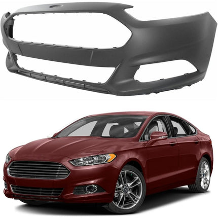 Findmall Primed Front Bumper Cover Replacement for 2013-2016 Ford Fusion without Parking Sensor Holes