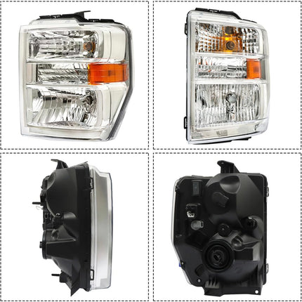 Findmall Headlight Assembly for 2008–2014 Ford E-150/E-250/E-350/E-450 Front Left Driver Side, Replaces FO2502249