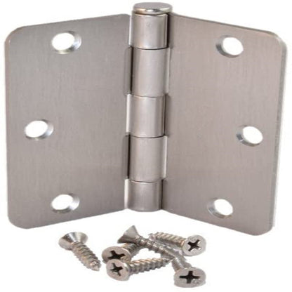 findmall 30 Pack Door Hinges Satin Nickel 3.5 Inch x 3.5 Inch 1/4 Inch Radius Corner Hardware Controls