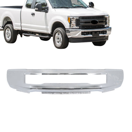 Findmall Chrome Steel Front Bumper Face Bar without Fog Light or Side Cover Holes Replacement for 2017-2019 Ford F-250 and F-350 Super Duty, HC3Z-17757-C, FO1002439