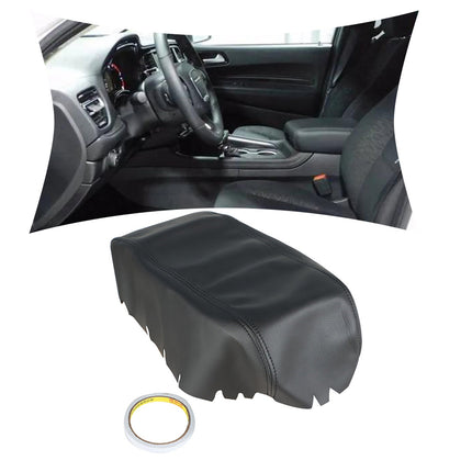 Findmall Leather Center Console Lid Black Armrest Cover Replacement for 2011-2019 Durango