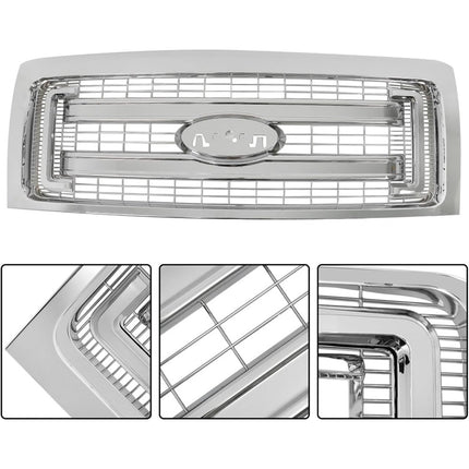 Findmall Bright Chrome Front Radiator Grille Replacement for F-150 2009-2014 DL3Z-8200-DACP