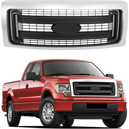 Findmall Chrome Medium-Grid Front Grille Replacement for F-150 FX2 and FX4 2009-2014 CL3Z8213A