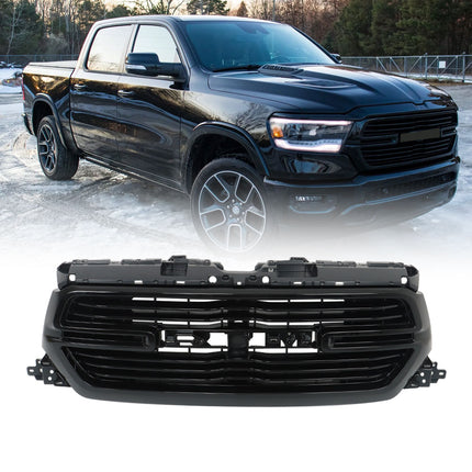 Findmall Front Upper Bumper Mesh Grille with Frame and Base Replacement for Ram 1500 2019-2022