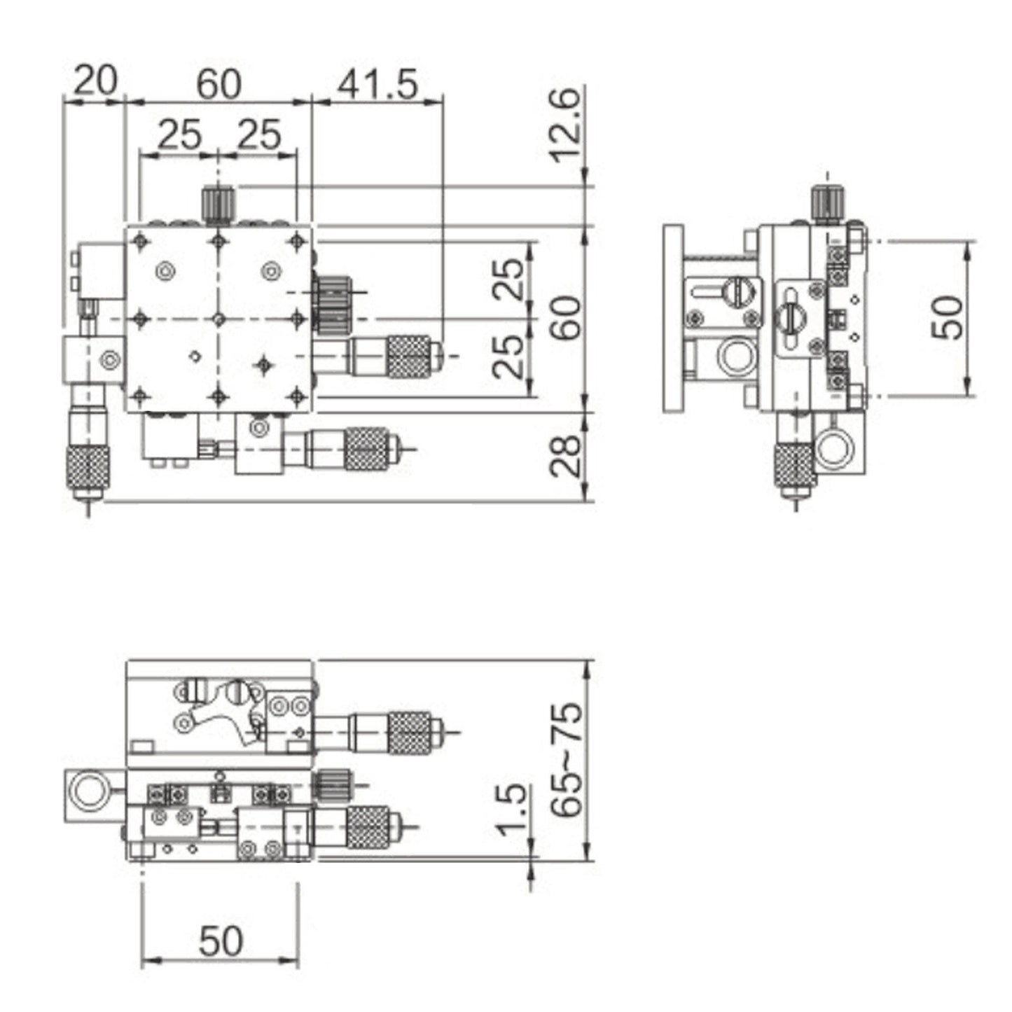 findmall 3Axis Linear Stage Trimming Platform Bearing Tuning Sliding 60x60mm XYZ