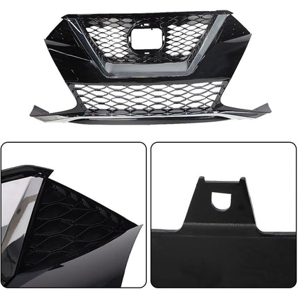 Findmall Front Upper Grille for 2019-2021 Nissan Maxima, Black with Chrome Trim