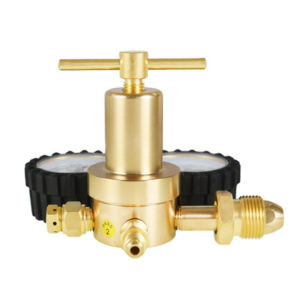 findmall Nitrogen Regulator 0-500PSI Delivery Pressure Brass CGA580 Inlet Tank Threads 1/4 Inch Male Flare Outlet Connection - UNF7/16-20 Outlet Threads Heavy-Duty Handle Relief Valve