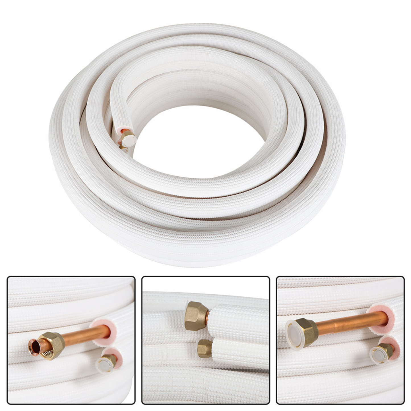 findmall 50FT Air Conditioning Copper Tubing Hose Extension 1/4" and 1/2" Twin Copper Hoses Insulated Copper Hoses Fit for Mini Split Air Conditioner