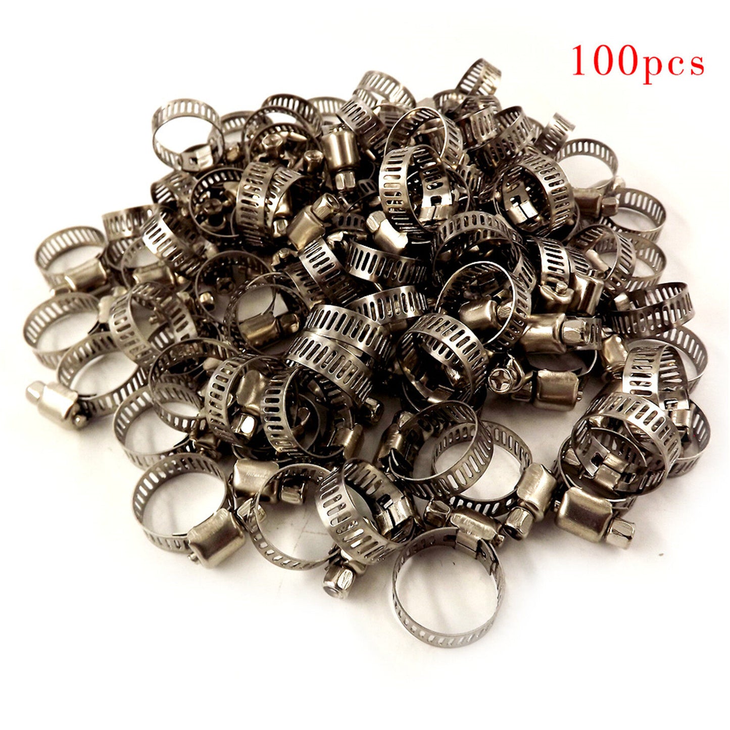 Stainless Steel Adjustable Drive Hose Clamps Fuel Line Worm Clips 3/4"-1" 100pcs