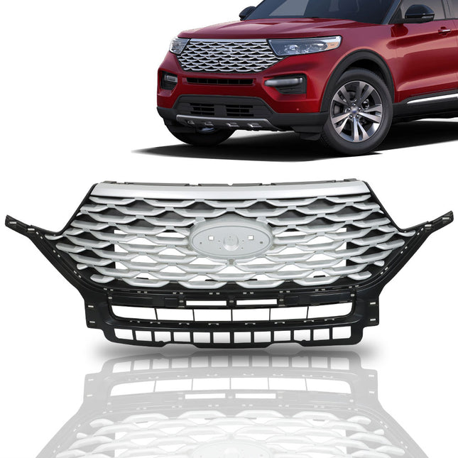 Findmall Silver and Black Mesh Front Upper Grille Replacement for Explorer 2020-2022