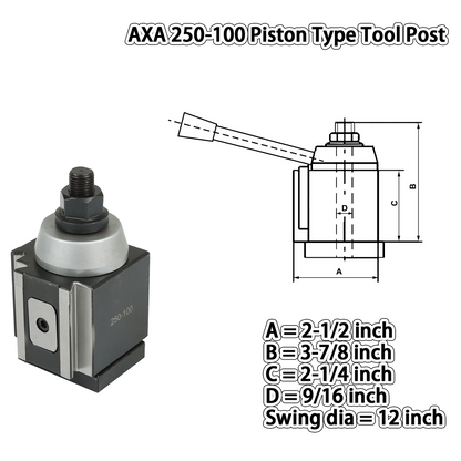 findmall 3Pcs AXA Piston Type Tool Post Set 250-100 Piston Type Tool Post 250-101, 250-102 Quick Change Turning and Facing Holder Fit for Lathe